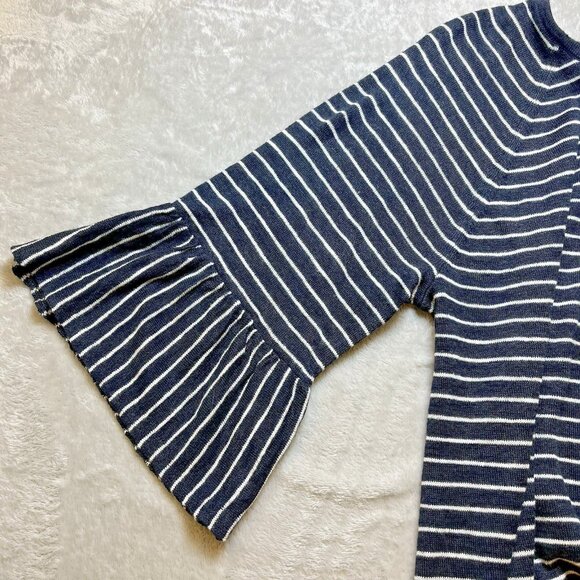 J. Jill Women's Linen Blend Sweater Size‎ 1X Striped Bell Sleeve Thin Nautical - Picture 6 of 9